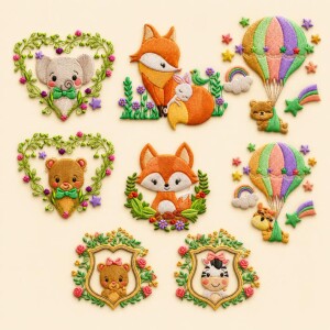 Foto1 - 50 Matrizes de bordado Safari Baby Embroidery Designs Bundle para bordar enxoval infantil - download imediato