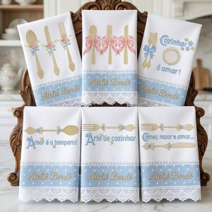 Foto1 - kit 10 Matrizes de Bordado Talheres Decorativos Florais e Frases de Cozinha - Kitchen Embroidery Designs download imediato