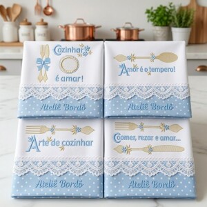 Foto5 - kit 10 Matrizes de Bordado Talheres Decorativos Florais e Frases de Cozinha - Kitchen Embroidery Designs download imediato