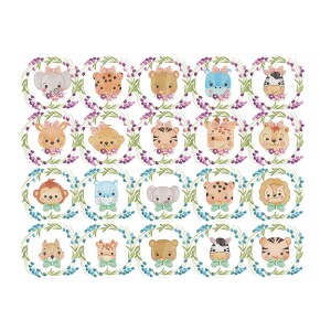 Foto6 - 20 Matrizes de Bordado Carinhas Menino e Menina Tigre leao Macaco Girafa Elefante Urso com lavandas Infantil - safari baby embroidery design