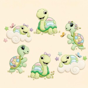 Foto2 - Kit Matrizes de Bordado Tartarugas Infantil Baby para Fraldas Toalhas e Enxoval - download imediato