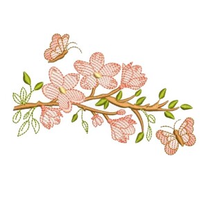 Foto2 - Matriz de Bordado Floratta de Cerejeira com Ramos Florais Delicados para Enxoval - download imediato