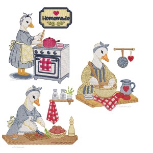 Foto5 - 3 Matrizes de Bordado Gansos Farm house na Cozinha Country - Goose Kitchen Embroidery Designs