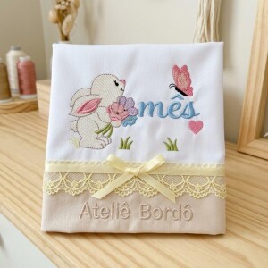Foto1 - Matrizes de Bordado Mesversario Baby Coelho Para bordar enxoval infantil de recém nascido