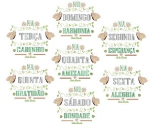 Foto2 - Matrizes de Bordado Semaninha Floral com Palavras Harmonia Alegria Amor Paz e Gratidão - Download imediato