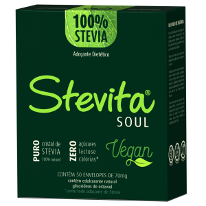 Foto2 - Adoçante Stevia Soul em pó 0.7g Stevita caixa c/ 50 envelopes
