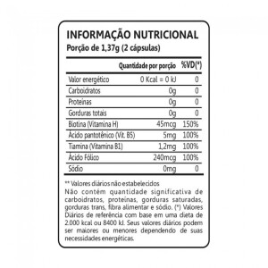 Foto2 - Biotina Plus +(vit B1, B5, ác. Fólico) c/ 60 cápsulas