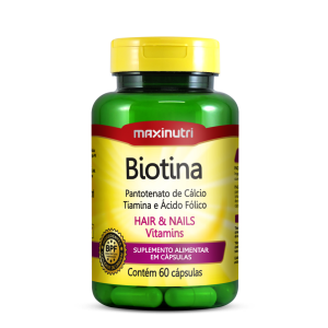 Foto1 - Biotina Plus +(vit B1, B5, ác. Fólico) c/ 60 cápsulas