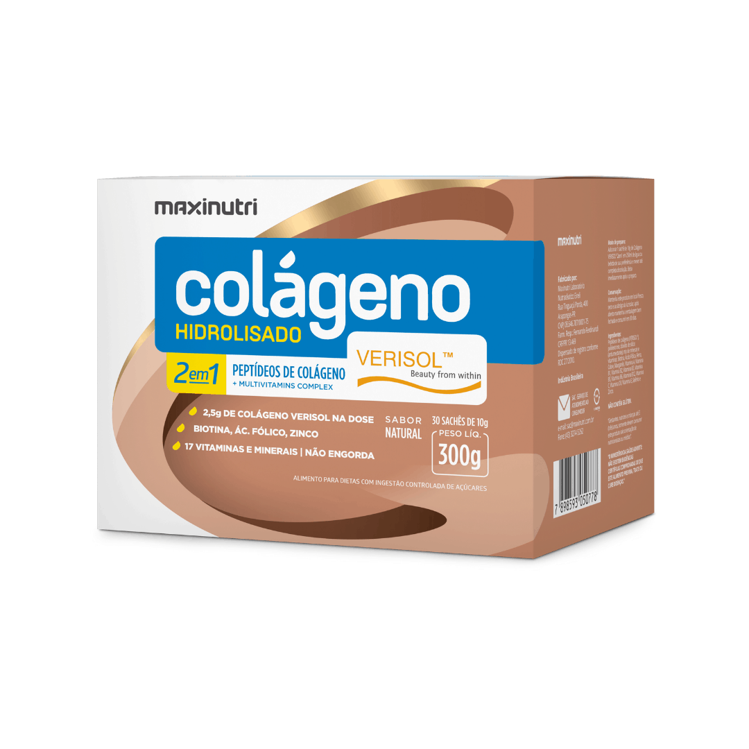 Foto 1 - Colágeno hidrolisado + Q10 Verisol natural Maxinutri c/ 30 sachê