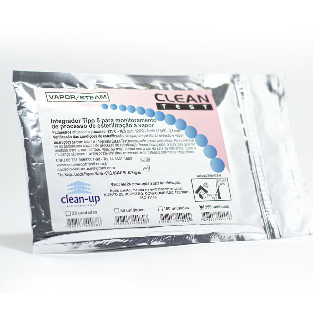 Imagem do produto Indicador Químico Integrador Classe 5 Para Autoclaves - Clean Test 25/100/250 Un