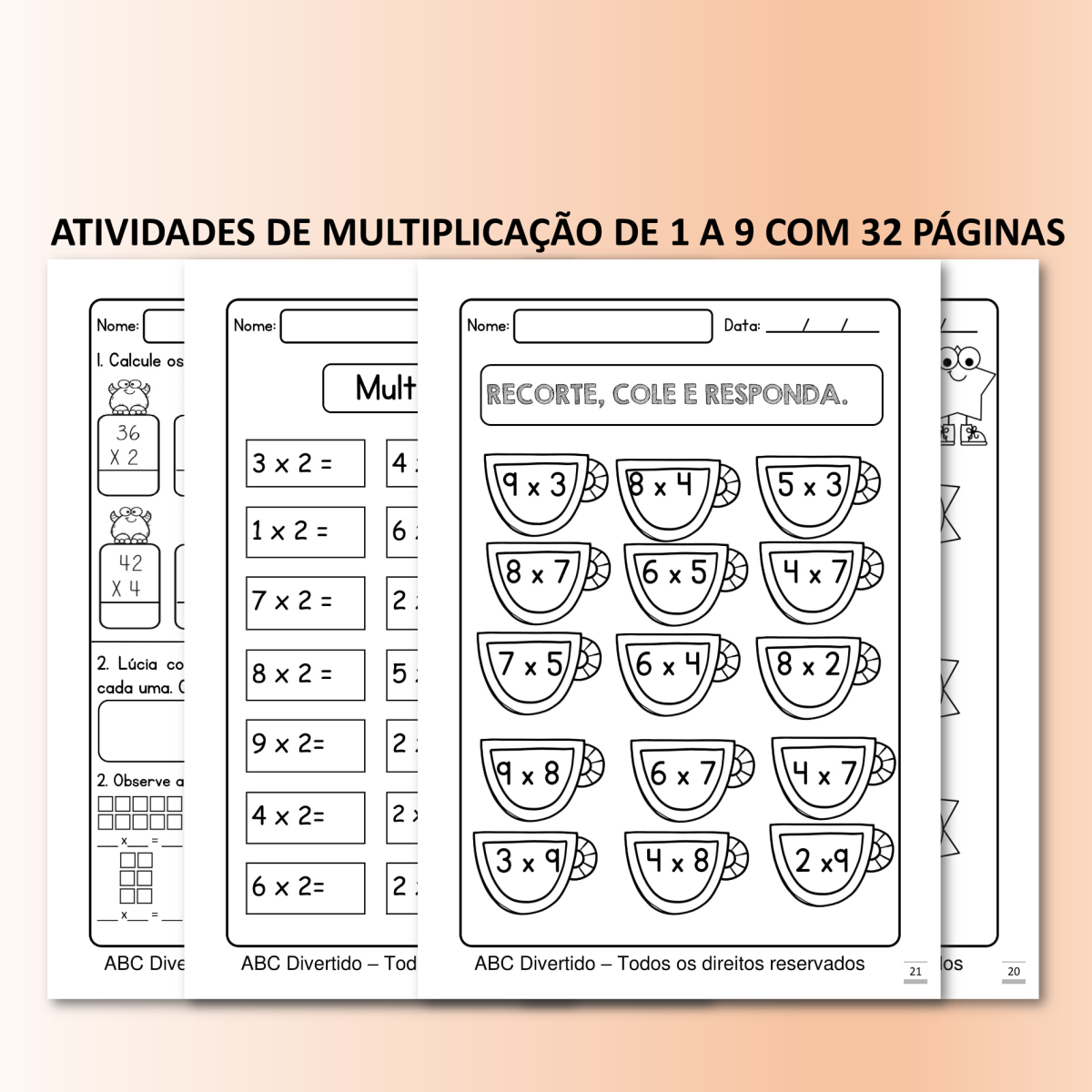 Imagem do produto Caderno de Atividades de Multiplicação de 1 a 9 com 32 páginas