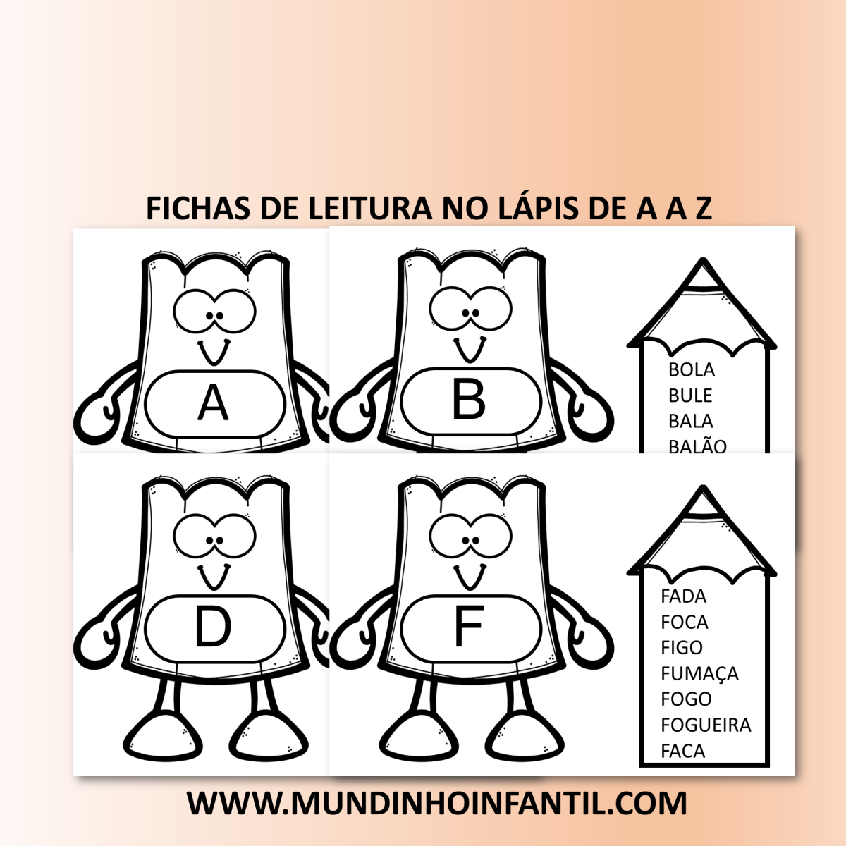 Imagem do produto Fichas de Leitura no Lápis de A A Z