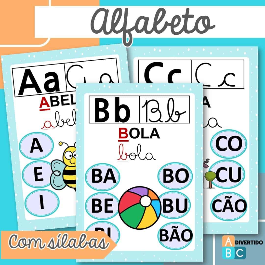 Imagem do produto Alfabeto para imprimir 4 tipos de letras e sílabas PDF