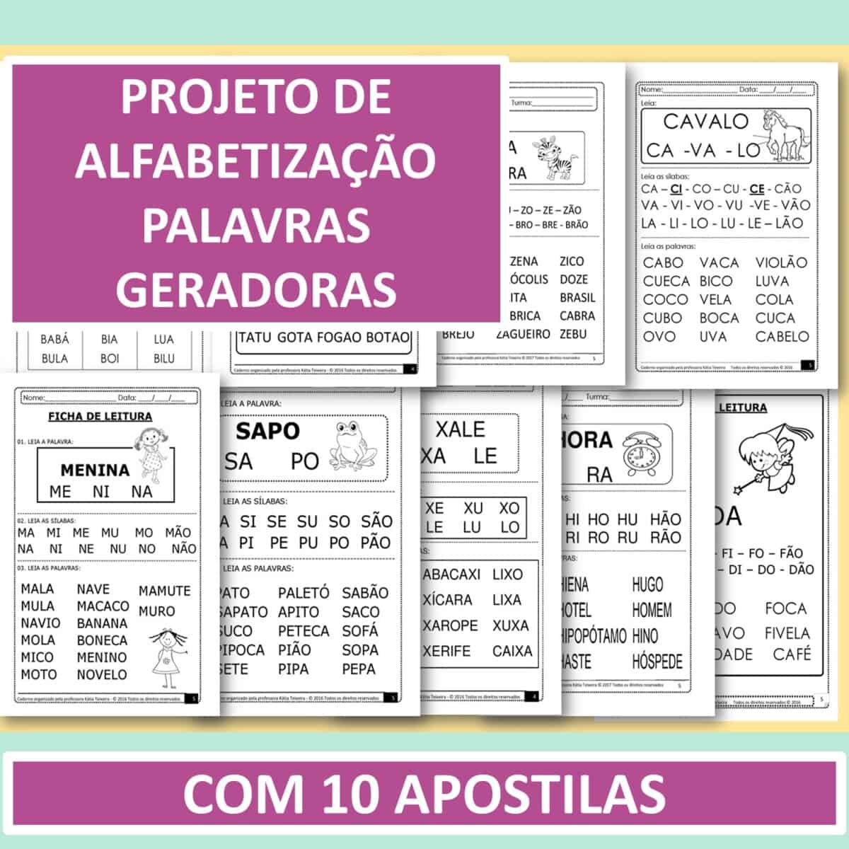 Imagem do produto PROJETO DE ALFABETIZAÇÃO PALAVRAS GERADORAS COM 10 APOSTILAS