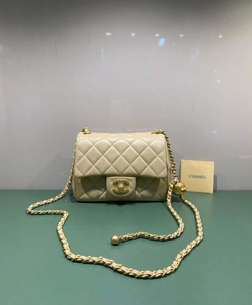 BOLSA CC PEARL CRUSH LAMBSKIN MINI BEGE - Bolsas de Grife - Venda