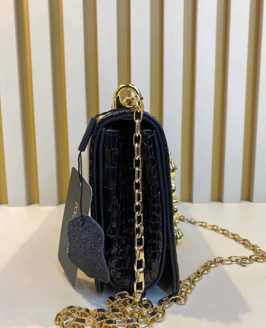 BOLSA DOLCE & GABBANA DG GIRLS CROCODILE PRETA - Bolsas de Grife