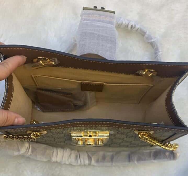 BOLSA GUCCI SUPREME PADLOCK GRANDE MONOGRAM - Bolsas de Grife