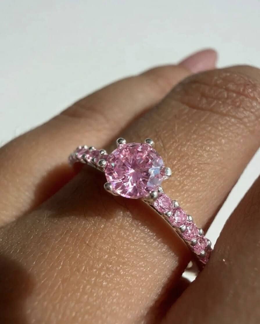 Imagem do produto Anel Solitário Realeza Rosa Prata
