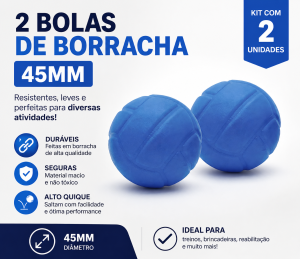 Foto1 - KIT 2 - BOLAS DE BORRACHA MACIÇA (45mm)