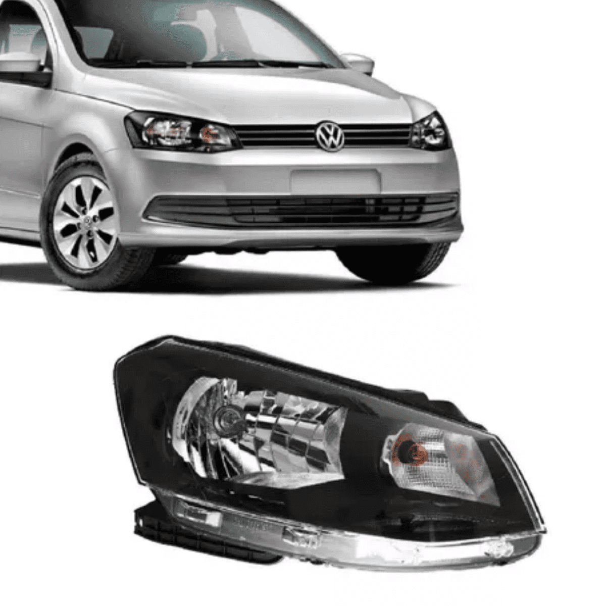 Foto 1 - Farol Gol G6 2013 a 2016 Foco Simples Mascara Negra