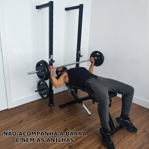 Foto5 - Mini-Rack de Parede Suporte Cavalete para Barra - Supino, Agachamento, Bíceps e outros