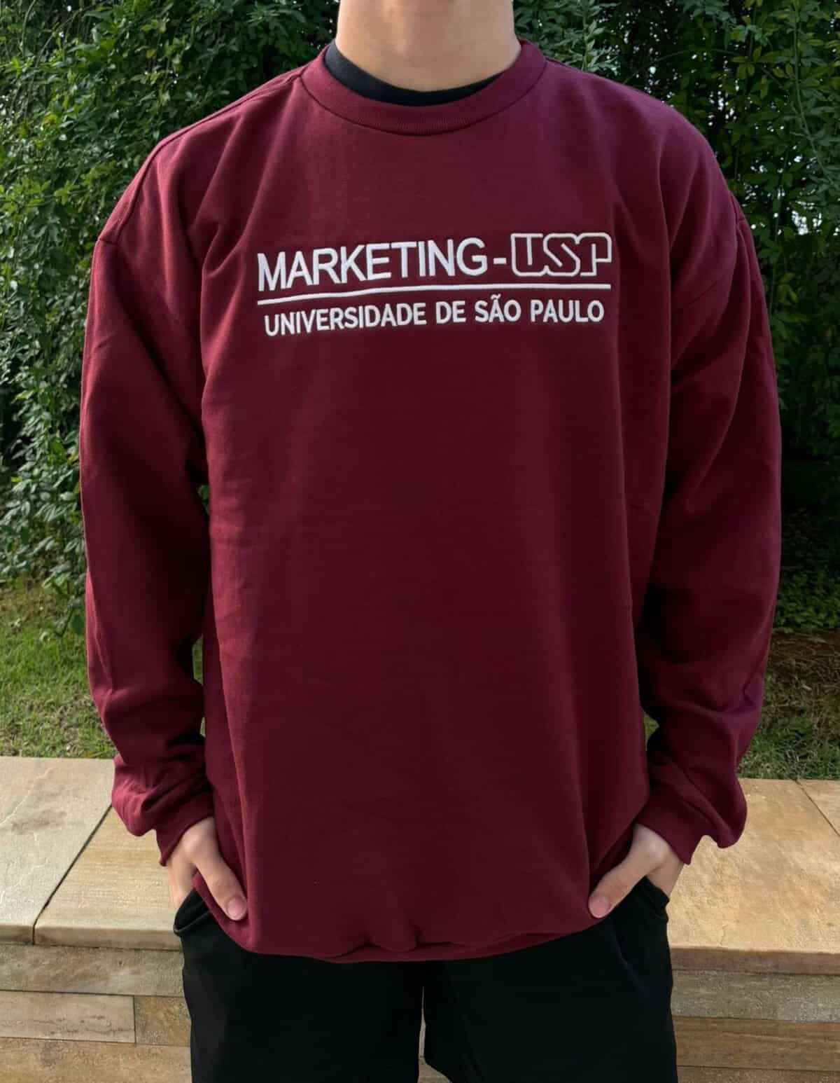 Imagem do produto Blusa Moletom Vinho s/touca Bordado Marketing