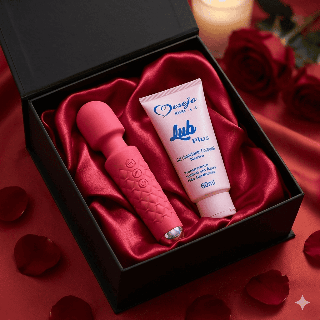 Foto 1 - Kit Vibrador Feminino Varinha Mágica 20 modos de Vibração 8 velocidades + lubrificante íntimo Neutro