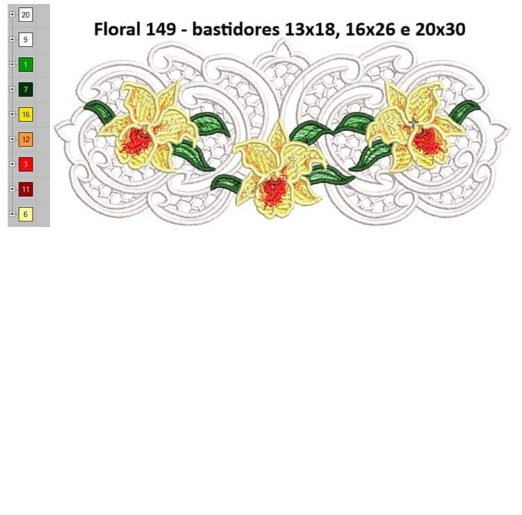 Foto 1 - Matriz de bordado Floral 149 Orquídeas