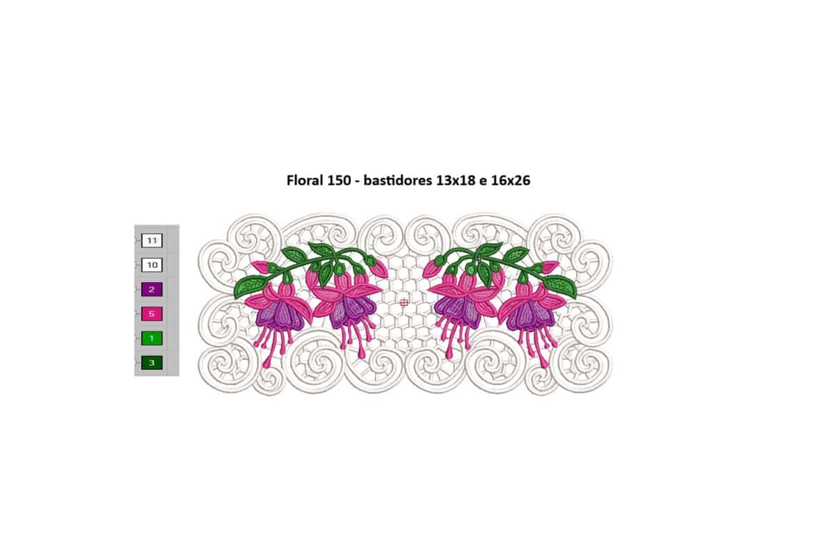 Foto 1 - Matriz de Bordado Floral 150 Fuschia