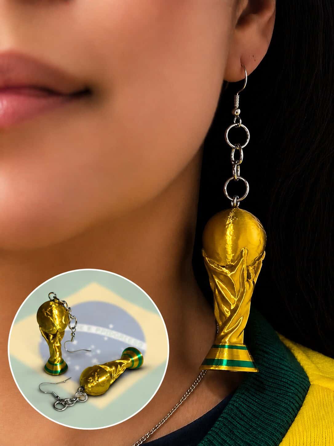 Imagem do produto Brincos Taça da Copa Do Mundo 3D Cod2033