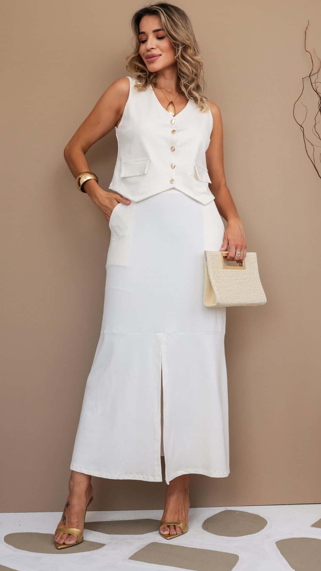 Foto 1 - Conjunto Debora, Conjunto Feminino saia longa com colete
