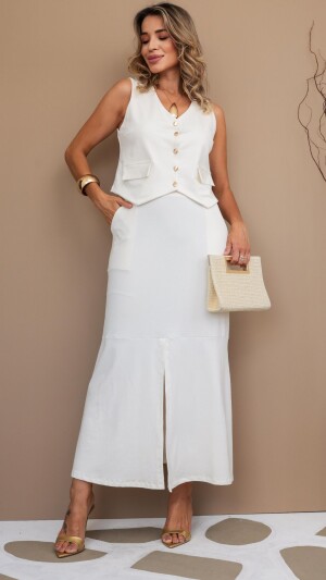 Foto1 - Conjunto Debora, Conjunto Feminino saia longa com colete