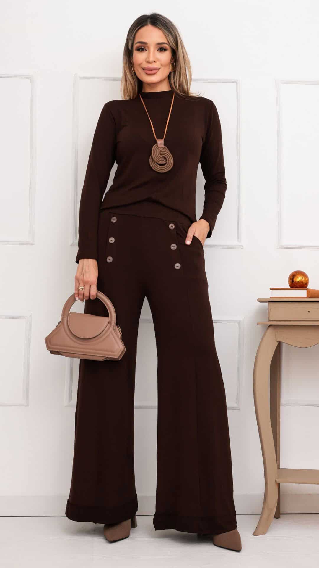 Foto 1 - Conjunto Heloisa de Pantalona e manga longa