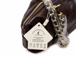 Foto4 - Bolsa Feminina Marrom com Corrente Dourada - Pavão de Ouro
