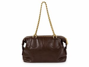 Foto3 - Bolsa Feminina Marrom com Corrente Dourada - Pavão de Ouro