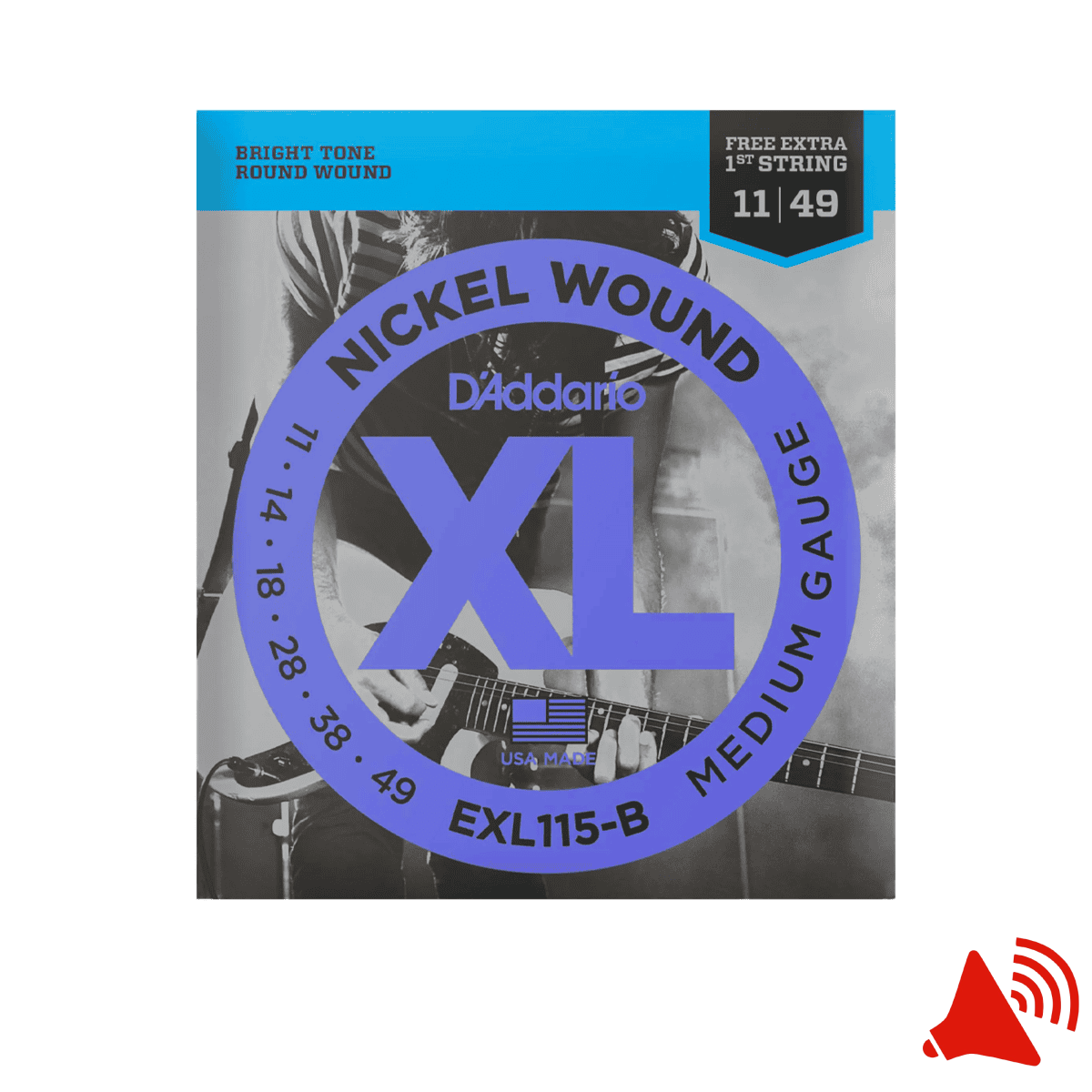 Imagem do produto Encordoamento para Guitarra D'Addario EXL115-B XL Nickel .011-.049
