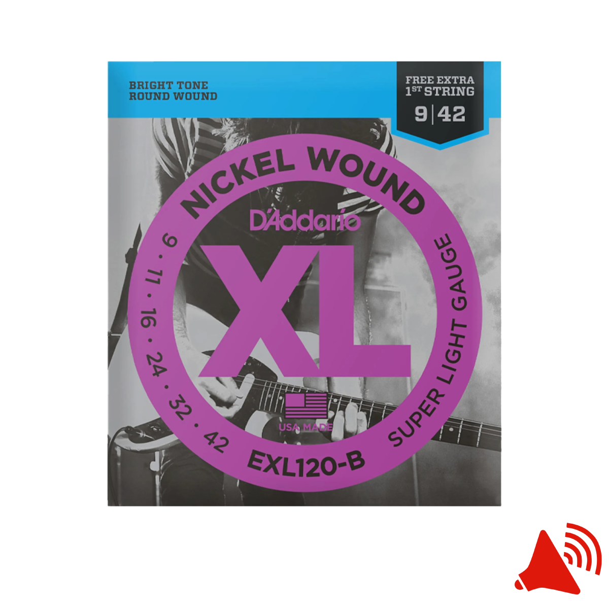 Imagem do produto Encordoamento para Guitarra D'Addario EXL120-B XL Nickel .009-.042