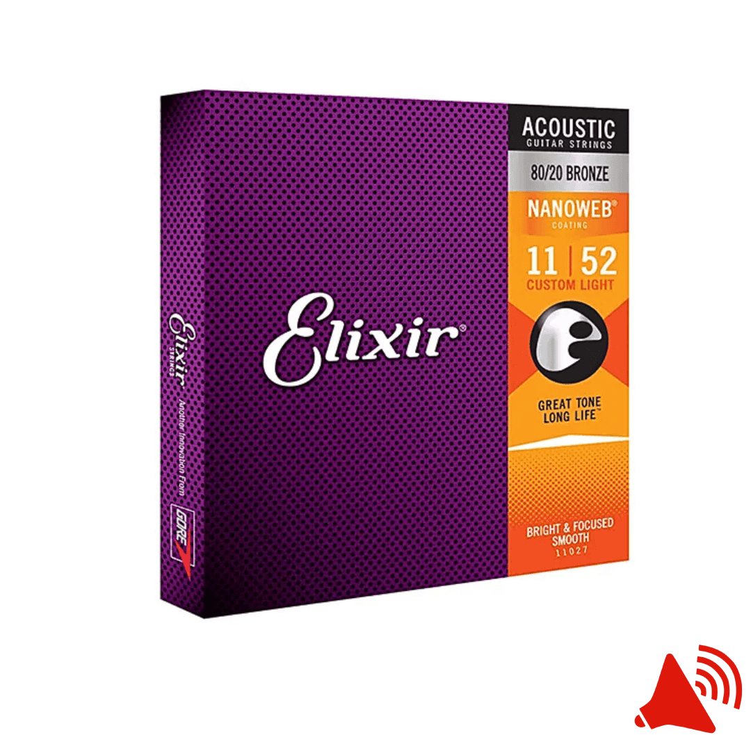 Imagem do produto Encordoamento para Violão Aço Elixir Nanoweb Bronze 80/20 Custom Light (.011)