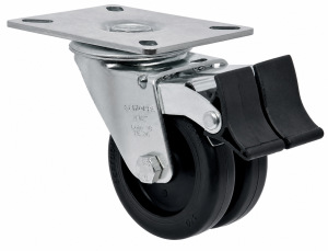 Foto1 - Rodízio Duplo L10 com Roda de Polipropileno (NPP) - GL310NPP - Giratório sem Freio e com Freio