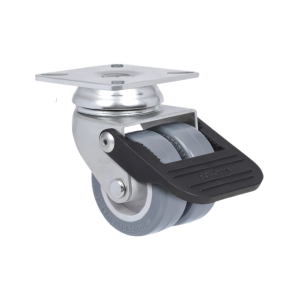 Foto1 - Rodízio Duplo L10 com Roda de PVC (BP) - GLD210BP - Giratório sem Freio e com Freio