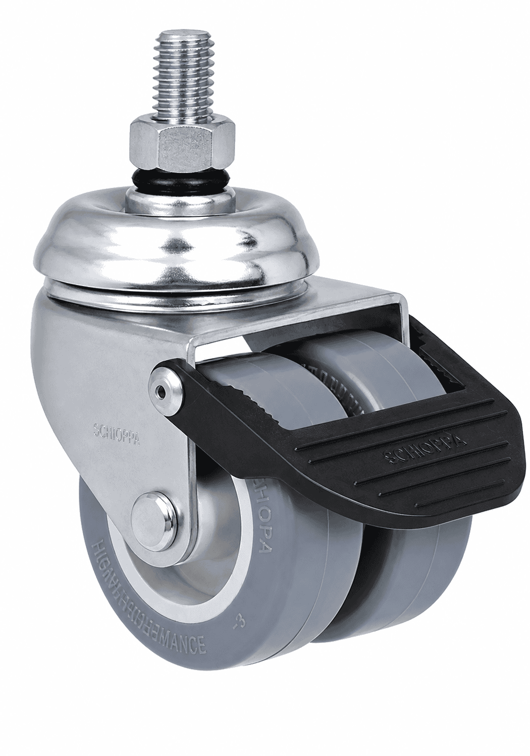 Foto 1 - Rodízio Duplo L10 com Roda de PVC (BP) - GLD210BP - Giratório sem Freio e com Freio