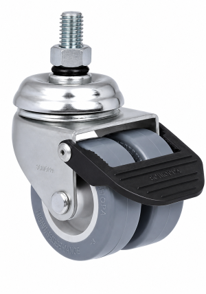 Foto1 - Rodízio Duplo L10 com Roda de PVC (BP) - GLD210BP - Giratório sem Freio e com Freio
