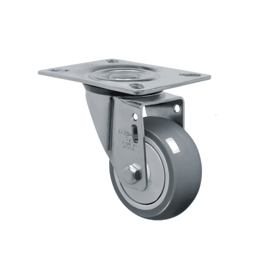 Foto 1 - Rodízio Giratório e Fixo Industrial L12 com Roda de PVC (BP) - GL312BP / GL412BP / GL512BP / GL612BP - Giratório com Freio, sem Freio e Fixo
