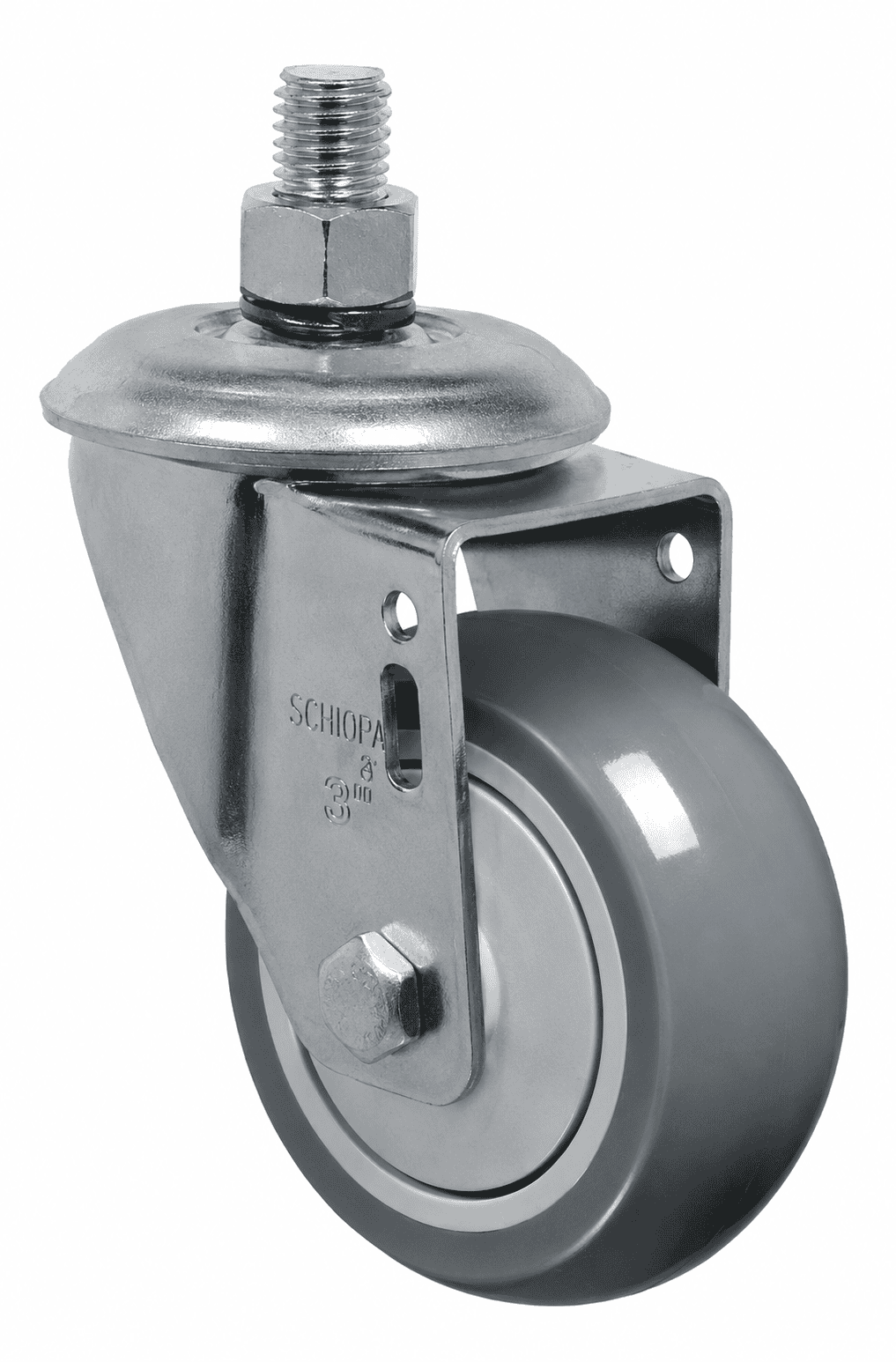 Foto 1 - Rodízio Giratório e Fixo Industrial L12 com Roda de PVC (BP) - GL312BP / GL412BP / GL512BP / GL612BP - Giratório com Freio, sem Freio e Fixo