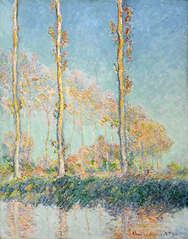 Foto 1 - Árvores de Álamos Choupos Pintura de Claude Monet em TELA