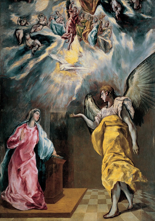 Foto 1 - A Anunciação Visita do Arcanjo Gabriel à Virgem Maria Anjos Espírito Santo Pintura de El Greco em TELA