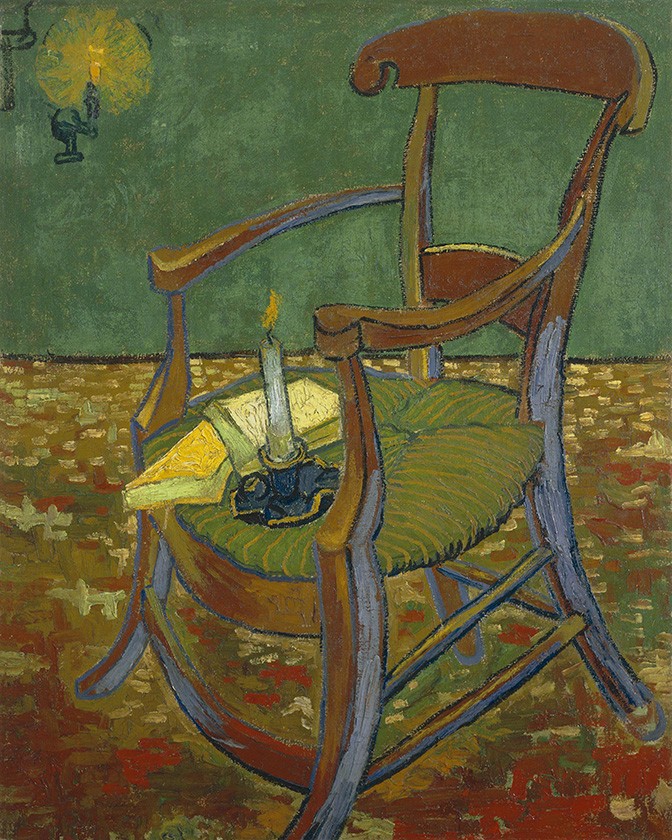 Foto 1 - A Cadeira de Gauguin Livros Vela Acesa Pintura de Vincent van Gogh em TELA