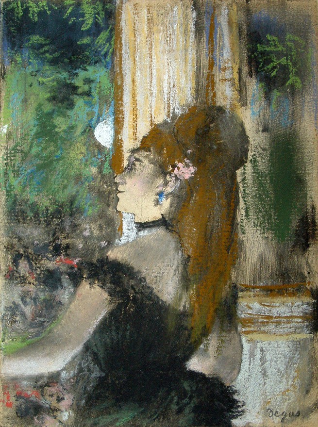 Foto 1 - A Cantora Jovem Mulher Pintura de Edgar Degas em TELA 