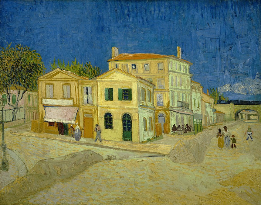 Foto 1 - A Casa Amarela e Rua em Arles França Pintura de Vincent van Gogh em TELA