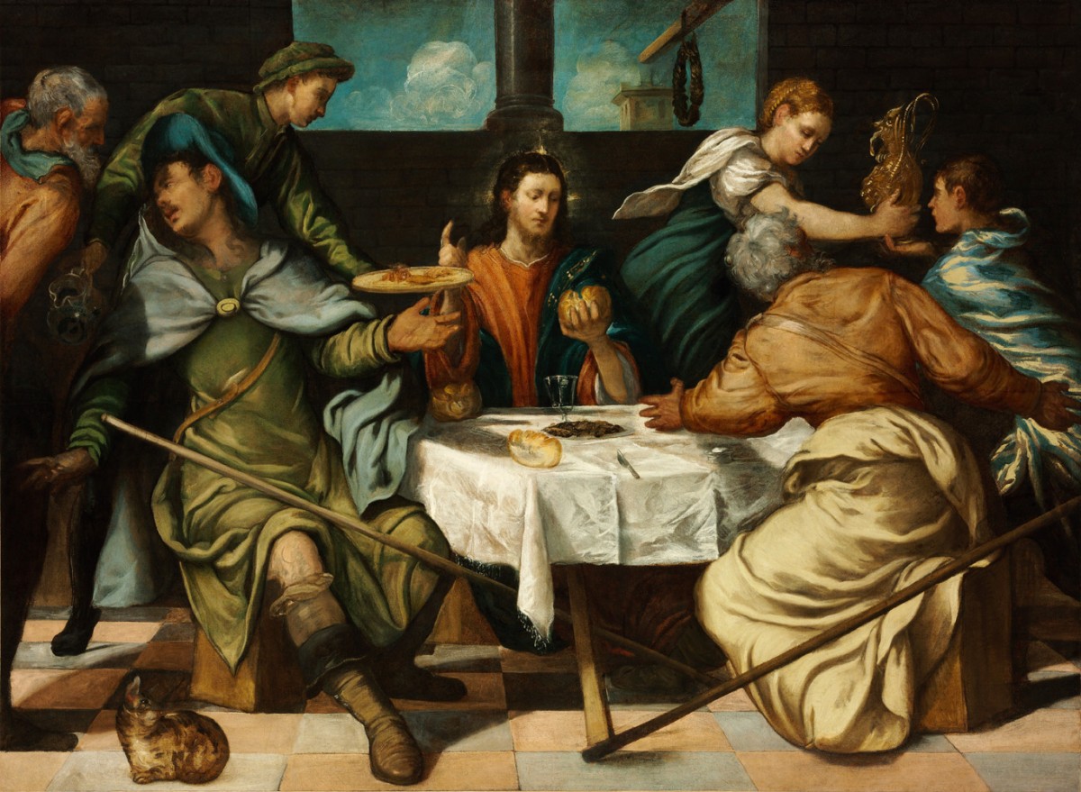 Foto 1 - A Ceia em Emaús Jesus e Discípulos Episódio Bíblico Pintura de Tintoretto em TELA